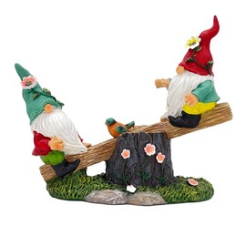 Galt International See-Saw Gnome Outdoor Resin Statue 10.6" - Hand Painted Décor for Outdoor Patio Lawn Ornaments Birthday Housewarming Gift