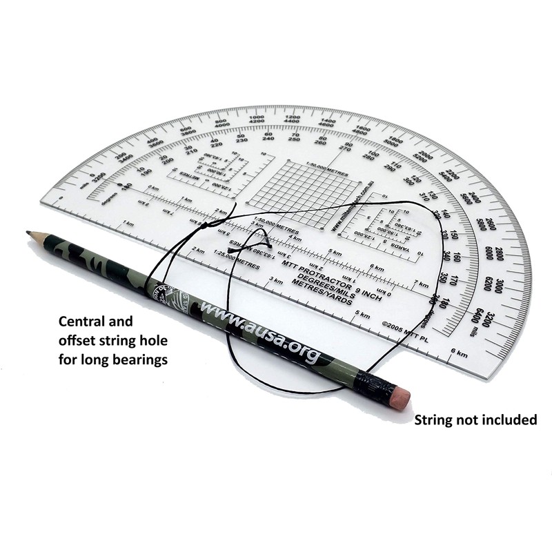 Military Protractor 9 Inch — Degrees & Mils, Meters &