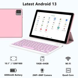 Android 13 Tablet, 10 inch Tablet with Keyboard, 10GB RAM+64GB ROM+512GB Expandable Tablets, 1.8Ghz Quad-Core Processor, Case/ Mouse/ Stylus/ 8MP Camera/ 6000mAh Battery/ 1280x800 HD Display Tablet PC