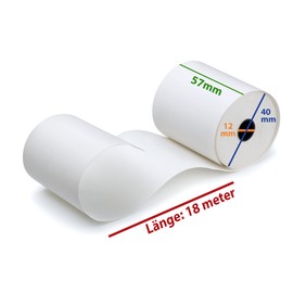 Thermal Rolls 57 mm x 18 m x 12 mm. Cash Register Rolls 57 x 40 x 12 mm, Running Length: 18 m. EC Cash Thermal Paper, Receipt Rolls for Bankomat Credit Card Readers (10)
