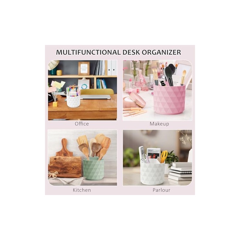 360-Degree Rotating Desk Organizer with Diamond Pattern