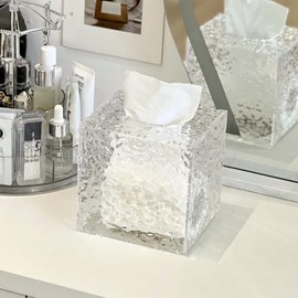 Home Funda Cuadrada para Caja de pañuelos – Soporte Cuadrado para pañuelos faciales – Moderno Fundas de Caja de pañuelos para la encimera del baño, Dormitorio y Sala de Estar (Cuadrado)