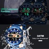 MEGALITH Watches for Men Military Digital: Blue Stainless Steel Waterproof