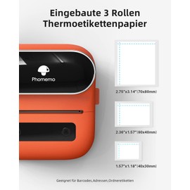 Phomemo M220 Bluetooth Label Printer, Portable Thermal Labelling Device, Upgrade 3 Inch Label Printer for Barcodes, Name, Address for Office and Home for Smartphone & PC, with 3 Rolls of Labels