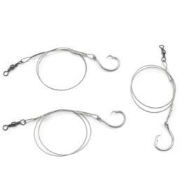 10/0-12/0 Circle Hook Rig Shark Surf Rigs with 20 Inch 49-Strands Steel Leader(120Pound),Deep Sea Hooks for Big Fish (11/0)