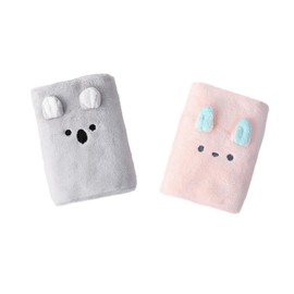 KICHOUSE Hair Dry Towel Set 2pcs Fast Absorbing Soft Microfiber Hair Wrap Turban Bear Rabbit Cartoon Easy to Clean