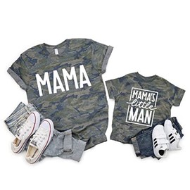 Mom and Son Matching Outfits Mama and Mama's Litter Man Print Shirts Cute Mom and Son Valentine's Gifts Camouflage