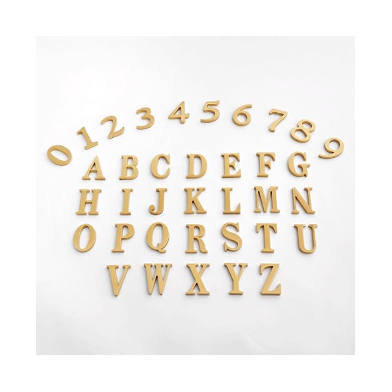 4.5CM Self Adhesive Solid Brass Letters Wall sticker Gold English