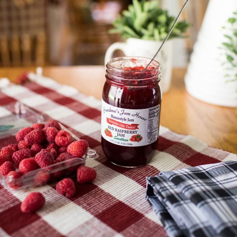 Grandma’s Jam House, Homestyle Red Raspberry Jam, Seedless, 1 pint