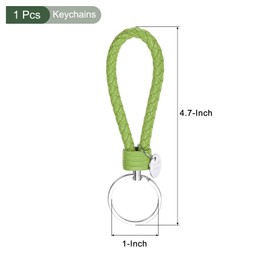 YOKIVE Braided Leather Keychains with Stainless Steel Key Ring Sleeve, Home PU Keys Ring Woven Decorating Lanyard Straps for Bags Wallets (Fruit Green)