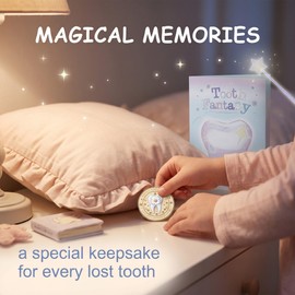 BCHMN Moneta Fatina dei Dentini con Biglietto d'Auguri Fantasia, Regalo Commemorativo per la Caduta dei Denti, Souvenir Magico Colore Oro per Bambini e Bambine