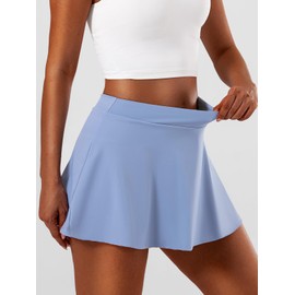 GroYolan Tennis Skirts for Women, High Waist Tennis Skort with Pockets for Golf, Running, Workout, Sports, blue