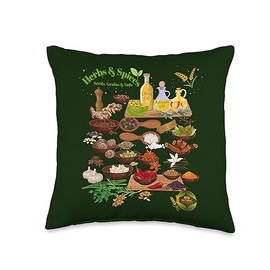 KenuX Clean Eating Healthy Lifestyle Herbs Spices Grains Seeds Throw Pillow, 16x16, Multicolor