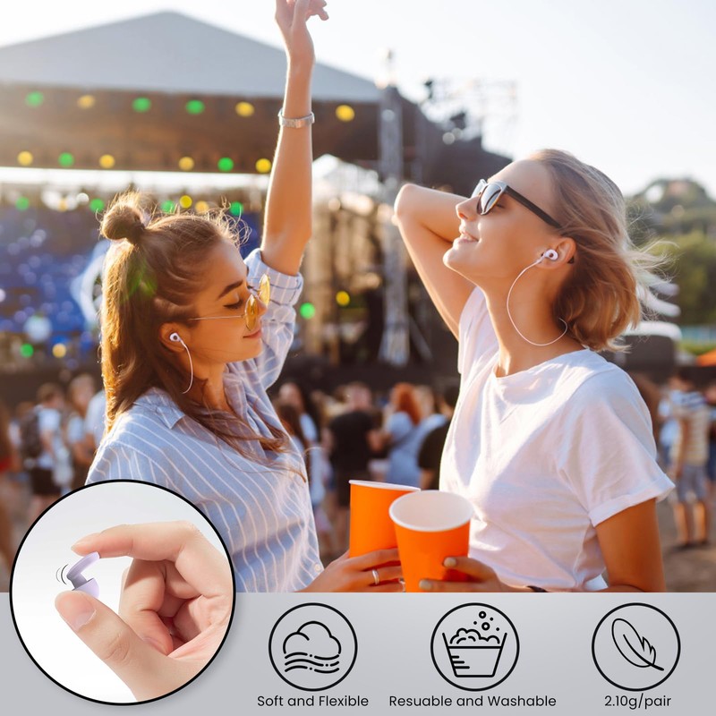 LOETRUY 2 Pairs of Earplugs for Sleeping,Reusable Hearing Protection Earplugs