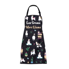 ENSIANTH Llama Aprons for Women Cute Llama Gifts Less Drama More Llama Kitchen Chef Cooking BBQ Grill Apron with Pocket (Llama Apron)