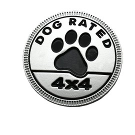 1pc Dog Rated 4x4 Emblem, 4 x 4 Metal Automotive Badge 3D Metal Car Badges Emblems Round Emblem Decals Car Badge Decals Stickers Replacement for Jeep Wrangler Vehicles Trucks SUV (DOG Rated-Silver)