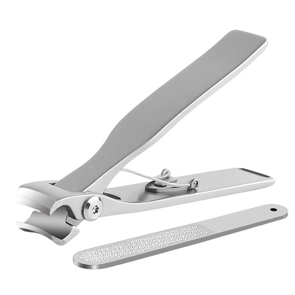 Glamne Nail Clippers for Thick Nails 15mm Wide Jaw Opening Extra Large Toenail Clippers Cutter and Nail File for Thick Nails, Heavy Duty Fingernail Clippers for Men, Seniors, Elderly(Silver)