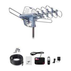 Yeceny Outdoor TV Antenna,Digital Amplified HDTV Antenna & 60 ft RG6 Coax Cable,200 Miles Long Range Wireless Remote 360 Degree Rotation Support 4K 1080P 2 TVs