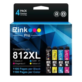 E-Z Ink Pro E-Z ink Pro Remanufactured 812XL Ink Cartridges (Upgraded Chip) for Epson 812 XL T812XL High Yield to use with Workforce Pro WF-7820 WF-7840 WF-7310 EC-C7000 Printer (BCMY, 4 Pack)