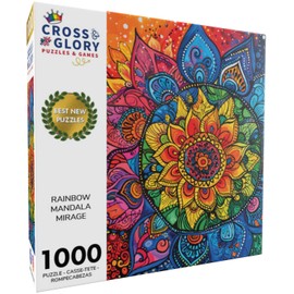 Cross & Glory Day of The Dead Collection | Rainbow Mandala Mirage - 1000 Piece Jigsaw Puzzle for Adults | Mesmerizing Colorful Design | Premium Quality | 20x27 Inches | Perfect for Family Fun