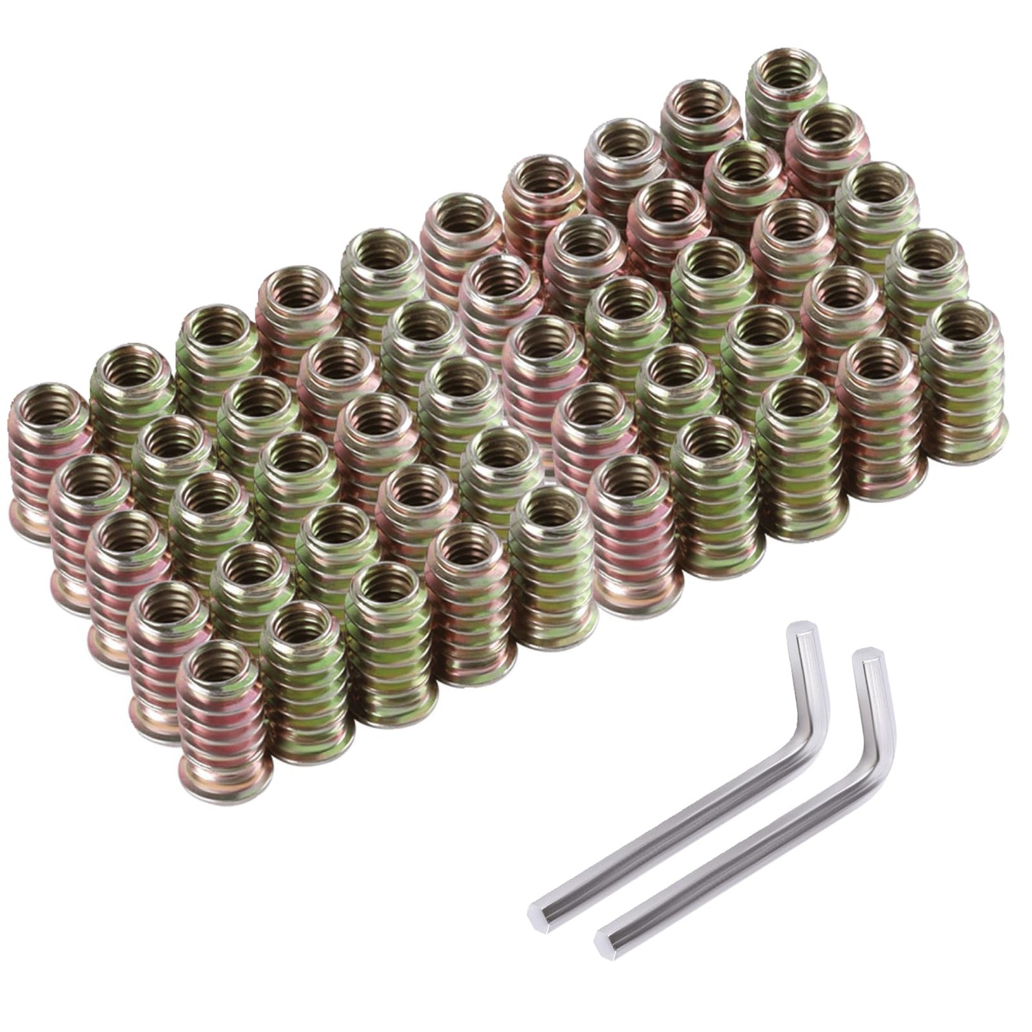 SBRRAIL 50 PCS 3/8-16 Threaded Inserts for Wood Furniture Screw,Steel ...