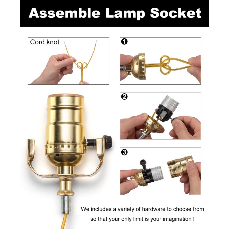 Brass Finish Lamp Repair Kit - Rewire Table & Floor