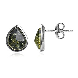 Ian and Valeri Co. Green Amber Sterling Silver Stud Earrings