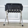 FixtureDisplays Stainless Steel Folding Luggage Rack Black Nylon Webbing Suitcase