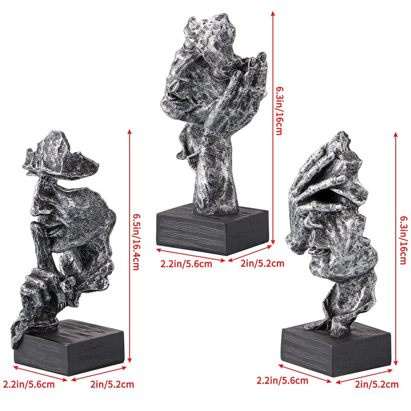 MOLIGOU 3Pcs Thinker Statue, No Hear No See No Speak