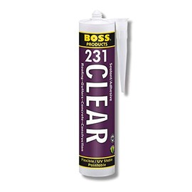 BOSS 231 CLEAR Construction TRIPOLYMER SEALANT Cartridge 10-oz Caulk (1-TUBE) for Roofing Gutters Concrete Kynar Metal Brick Wood Glass