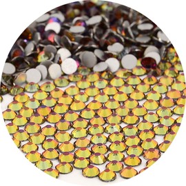 NCB Nancybeads 288pcs Flatback Round Glass Nail Art Rhinestones Crystal for DIY Making Accessories Shoes, Clothes, Face Art, Bags, Manicure (Blue Volcanic, SS30 288pcs)