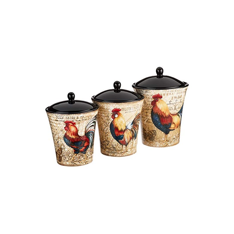 Certified International 23656 Gilded Rooster Canister Set (3 Piece), One