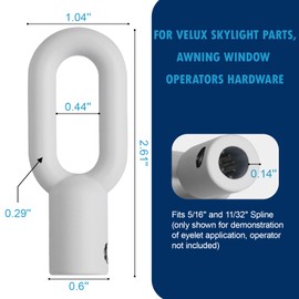 GGTE Skylight Eyelet Adapte for Velux Skylight and Awning Window Operators, Skylight Parts, White