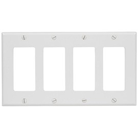 Leviton 4-Gang Decora/GFCI Device Decora Wallplate, Standard Size, Thermoset, Device Mount, 80412-W, White