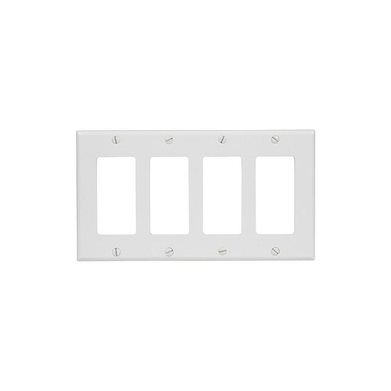 Leviton 4-Gang Decora/GFCI Device Decora Wallplate, Standard Size, Thermoset, Device
