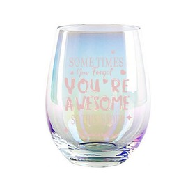 JUWNMANT Printed with Sometimes You Forget That You’re Awesome, So This is Your Reminder Stemless Wine Cup，Inspiring Gifts for Friends and Colleagues (You’re Awesome)