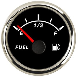 BLUERICE 2" Digital Fuel Level Gauge Meter 0-190ohm Red Color Background Light 52mm 12V/24V with Gauge Mount