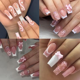 8Sheets Valentine's Day Nail Stickers for Nail Art Heart Nail Decals Red Black White Silver Gold Heart Love Nail Design Stickers Holiday Heart Nail Art Stickers for Women and Girls Nail DIY Manicure