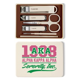 Nail Clipper Set, Nail Cippers 6 Pcs Toenail Clippers, Stainless Steel Fingernail Clipper Sharpest Thick Toenail & Ingrown Nail Clipper Set, Aka Sorority Gifts for Women (AKA)