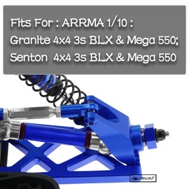 Rcarmumb Upgrades Part for 1/10 Granite/Senton 4x4 3S Blx & Mega 550,Alloy Front Rear CVD & Steering Set & Suspension Arms & Steering Blocks Caster Blocks C-Hubs Stub,Navy Blue