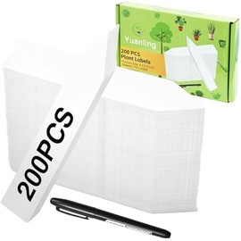 Plant Labels 200 Pcs Yuanling for Seeding Plastic Waterproof Plant Name Tags Garden Labels Marker Garden Pots Stakes for Outdoor Potted Plants Belt Permanent Marking Pen (White)