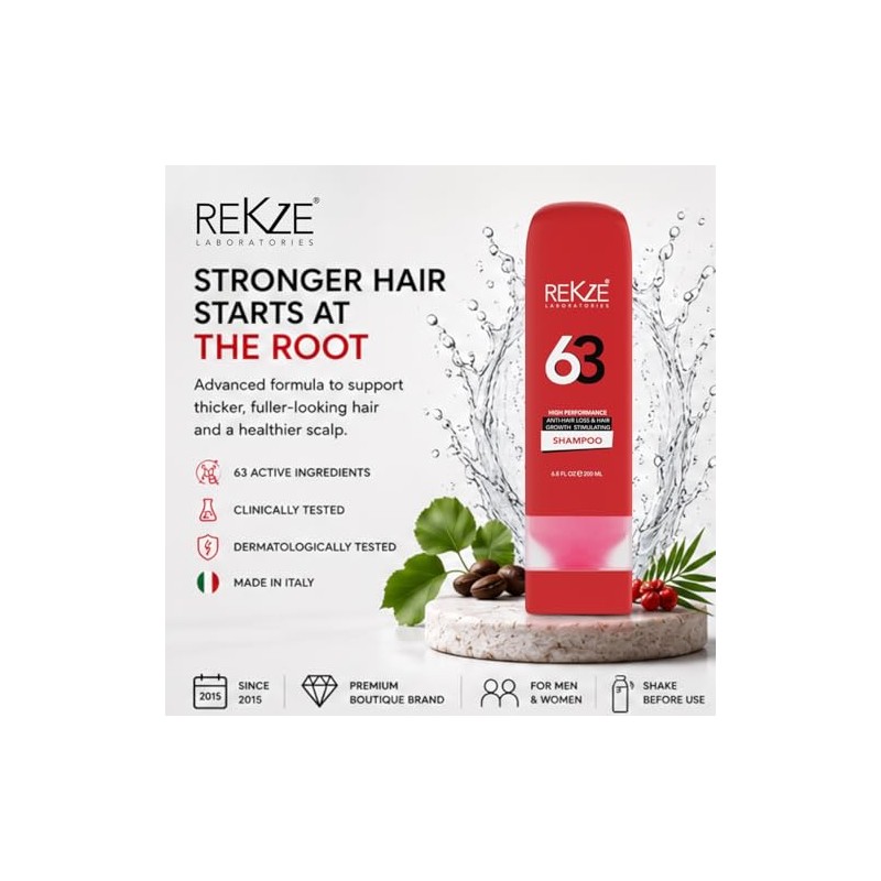 63 Anti-Hair Loss Shampoo, Complex Hair Growth Shampoo Stimulating for