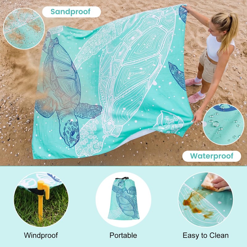 Zocipro Large Beach Blanket, 210 x 200cm Picnic Blanket for