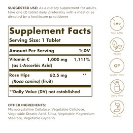 Solgar Vitamin C 1000 mg with Rose Hips Tablets - Pack of 100