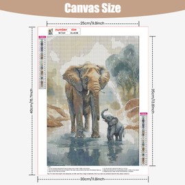 TOSTOG Elephant Diamond Painting, 5D Diamond Painting Kits Pictures for Adults, DIY Diamond Painting, Diamond Painting Picture Set, 30 x 40 cm, for Wall Decoration