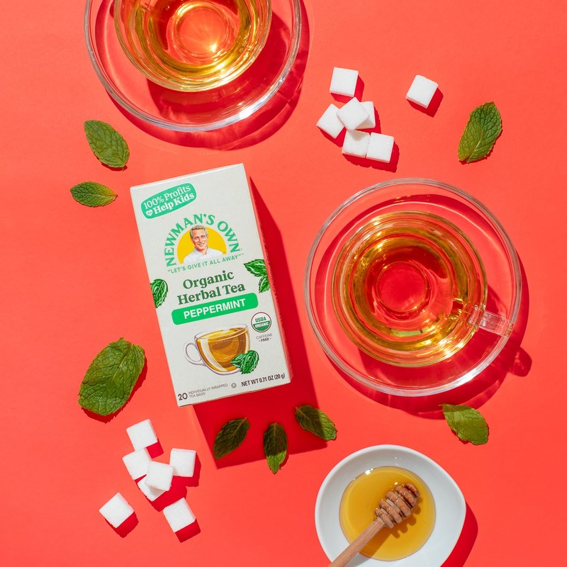 Newman's Own Organic Peppermint Tea Caffeine Free Refreshing Mint Herbal