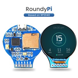 RoundyPi - Compact 1.28” Round LCD Display Based on Pi Pico RP2040 Microcontroller Raspberry Jetson Nano STM32 240×240 Resolution with GC9A01 Driver TFT Circular Display and SPI Interface