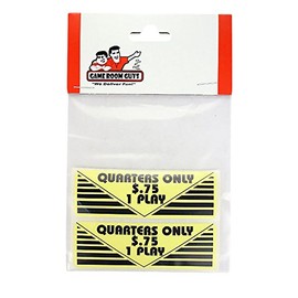 Game Room Guys Arcade Pinball 3 Quarters 1 Play Sticker- Set of 2