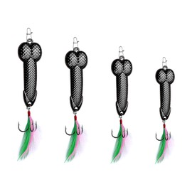 UAIAGM Gag Fishing Lures Set Metal Luminous Sequin Spoons Funny Top Water Bass Fishing Lures Fishermen Gear Spinner Baits Freshwater Saltwater Equipment Fishing Hook for Fishing Lover Men(Black)
