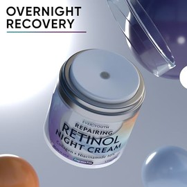 Crema de noche hidratante para el rostro con retinol, colágeno, niacinamida al 10%, crema antiarrugas para el rostro, fabricada en EE. UU., crema con 